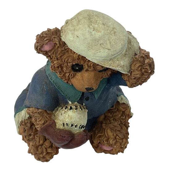 Little League Bear with Baseball and Ball Cap Resin Figurine - Picture 8 of 8